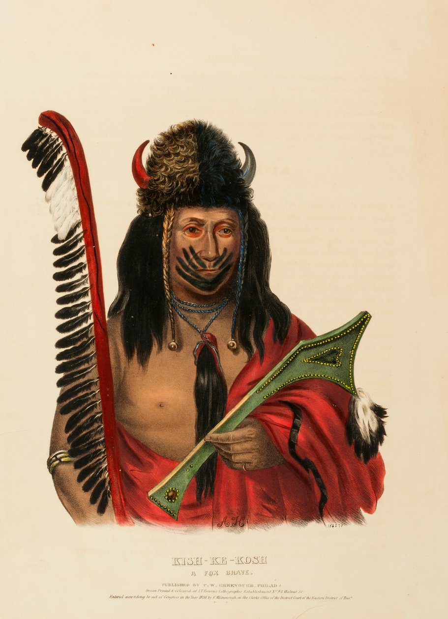 KISH-KE-KOSH. Un FOX BRAVE, da Storia delle tribù indiane del Nord America da Charles Bird King