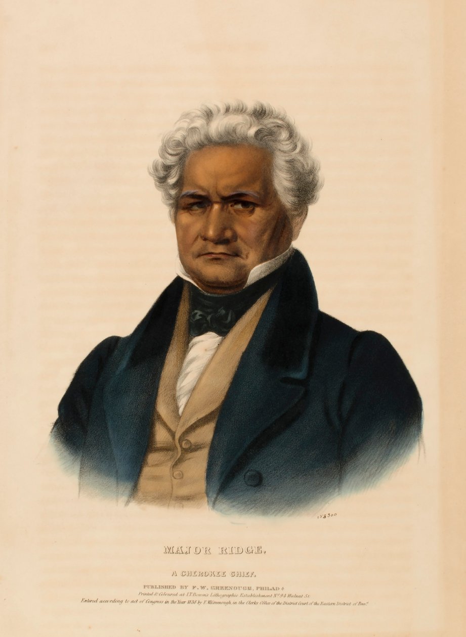 MAJOR RIDGE. Un capo CHEROKEE, da Storia delle Tribù Indiane del Nord America da Charles Bird King