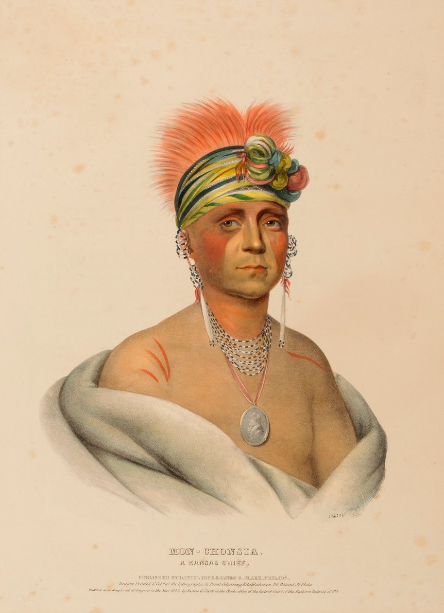 MON-CHONSIA. Un capo del KANSAS, da Storia delle tribù indiane del Nord America da Charles Bird King
