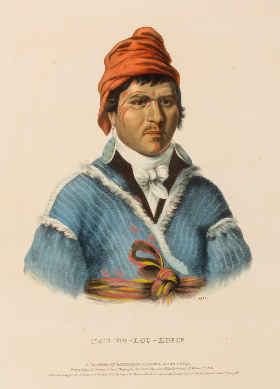 NAH-ET-LUC-HOPIE., da Storia delle tribù indiane del Nord America da Charles Bird King
