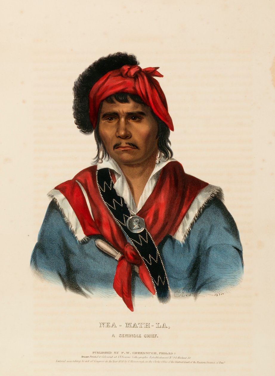 NEA-MATH-LA, UN CAPO SEMINOLE, da Storia delle tribù indiane del Nord America da Charles Bird King