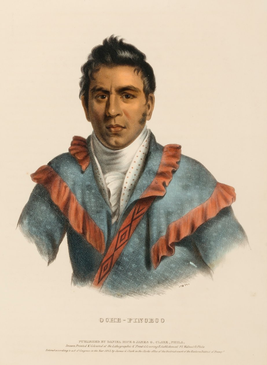 OCHE-FINCECO, da Storia delle tribù indiane del Nord America da Charles Bird King