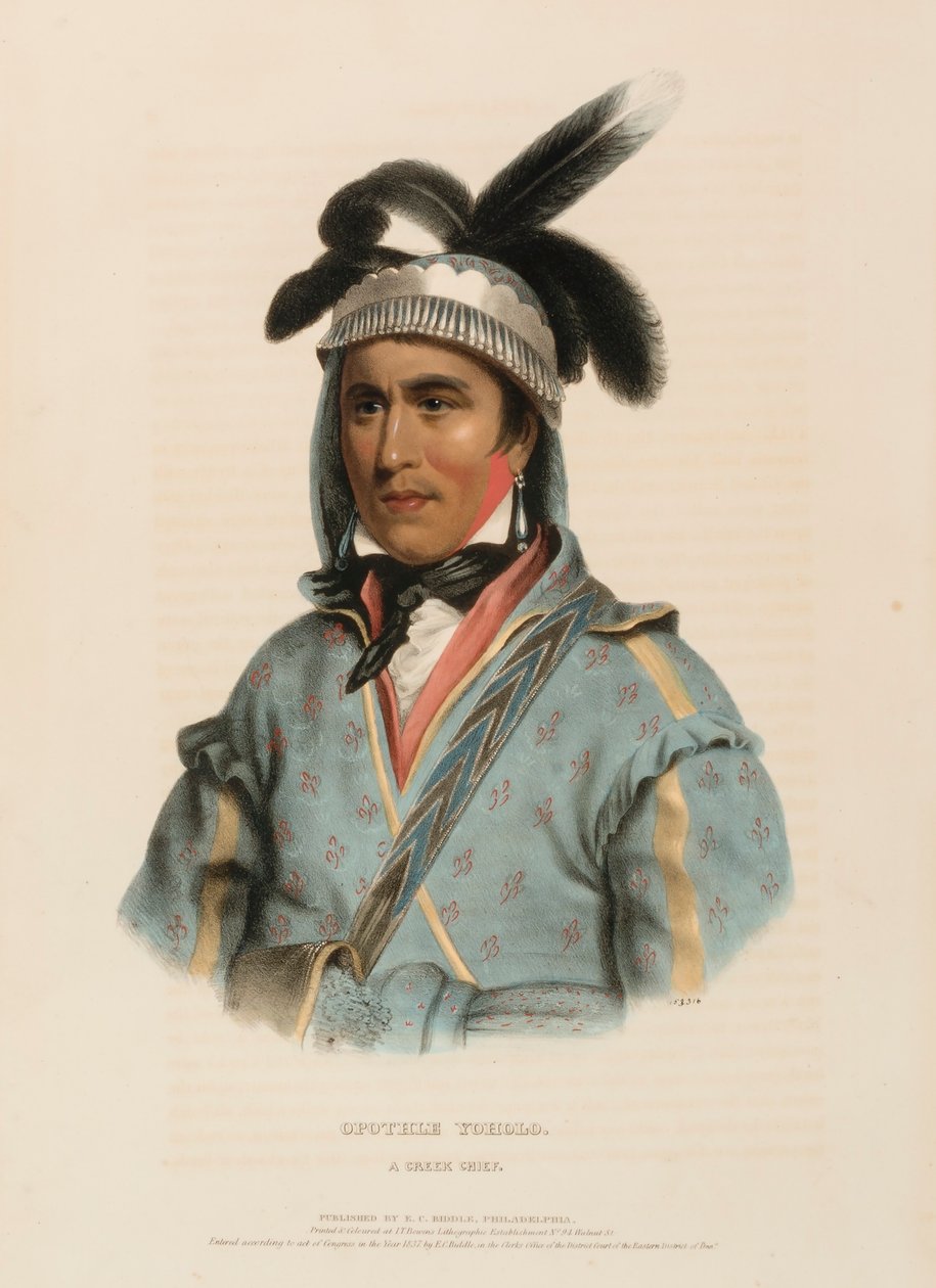 OPOTHLE YOHOLO. Un capo CREEK, da Storia delle tribù indiane del Nord America da Charles Bird King