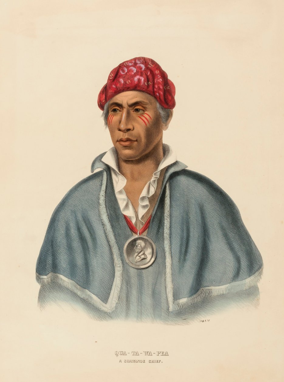 QUA-TA-WA-PLA. Un capo SHAWANOE da Storia delle tribù indiane del Nord America da Charles Bird King