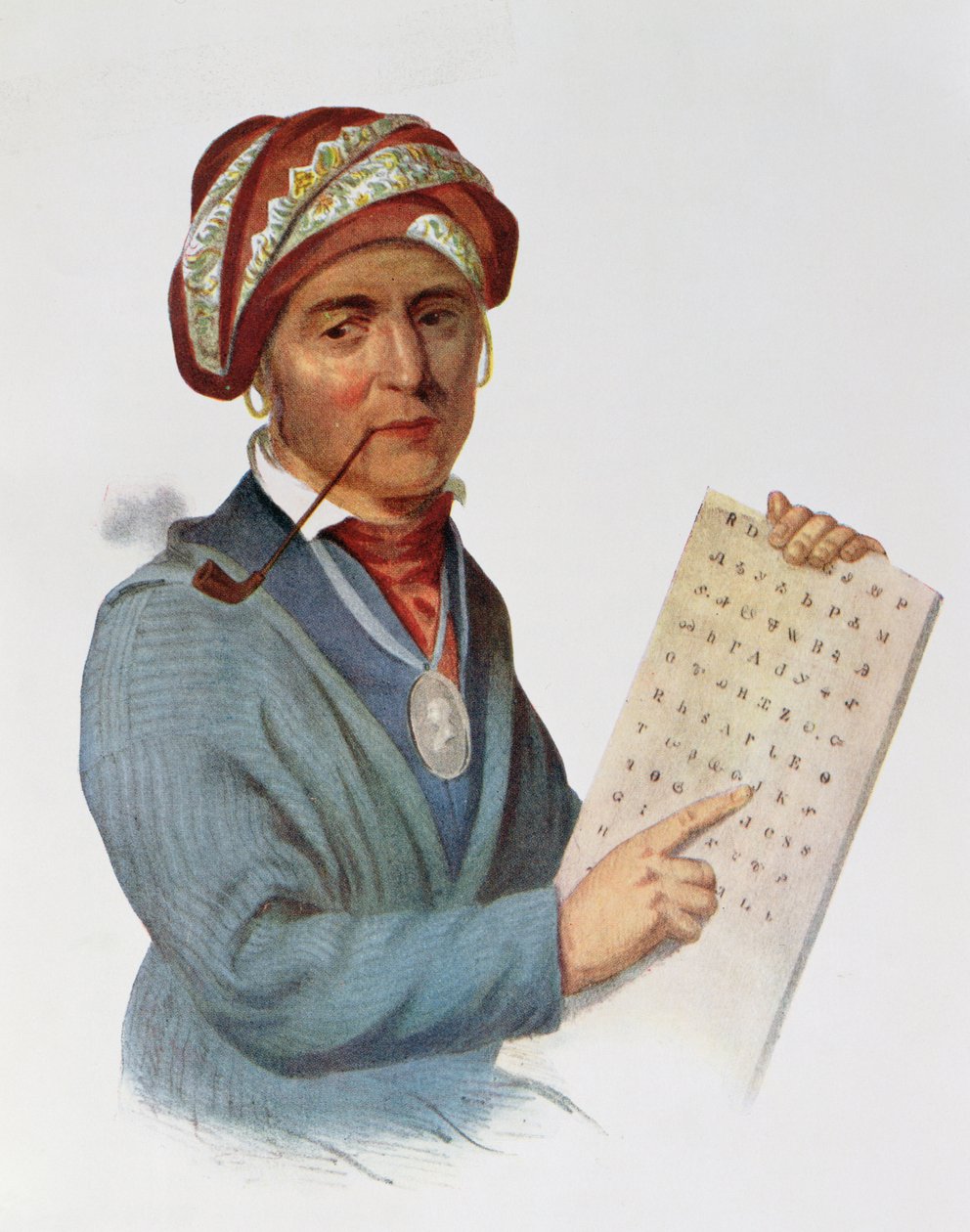 Se-quo-yah o George Guess, 1828, illustrazione da 