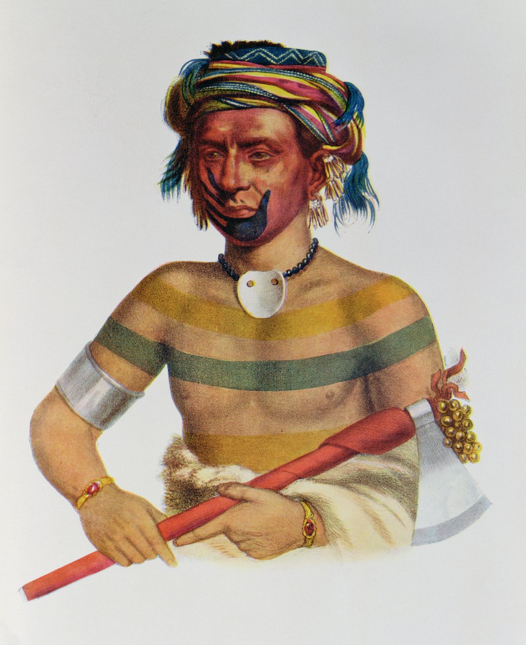 Shau-Hau-Napo-Tinia, un capo Iowa, 1837, illustrazione da 