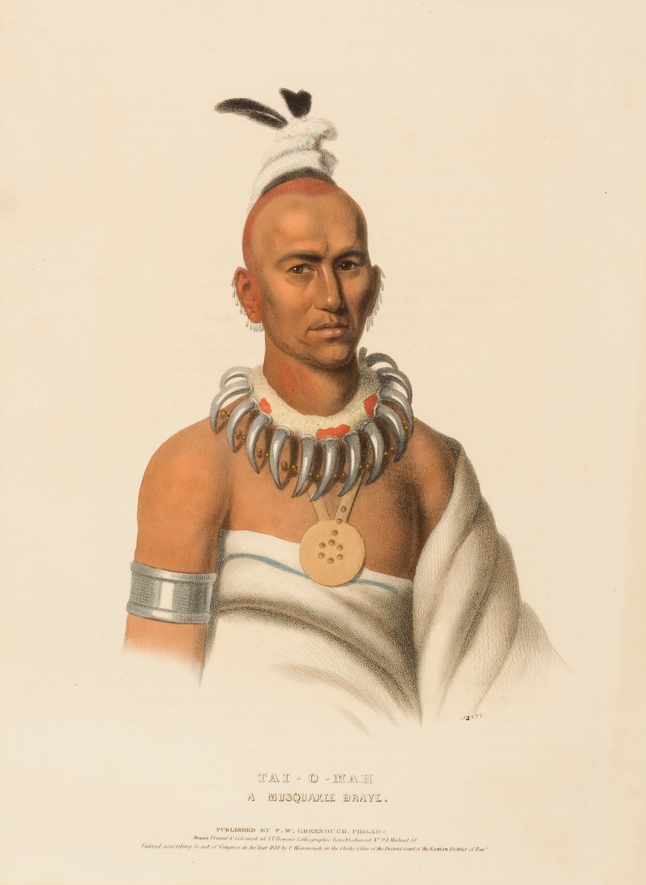 TAI-O-MAH. UN BRAVO MUSQUAKEE., da Storia delle tribù indiane del Nord America da Charles Bird King