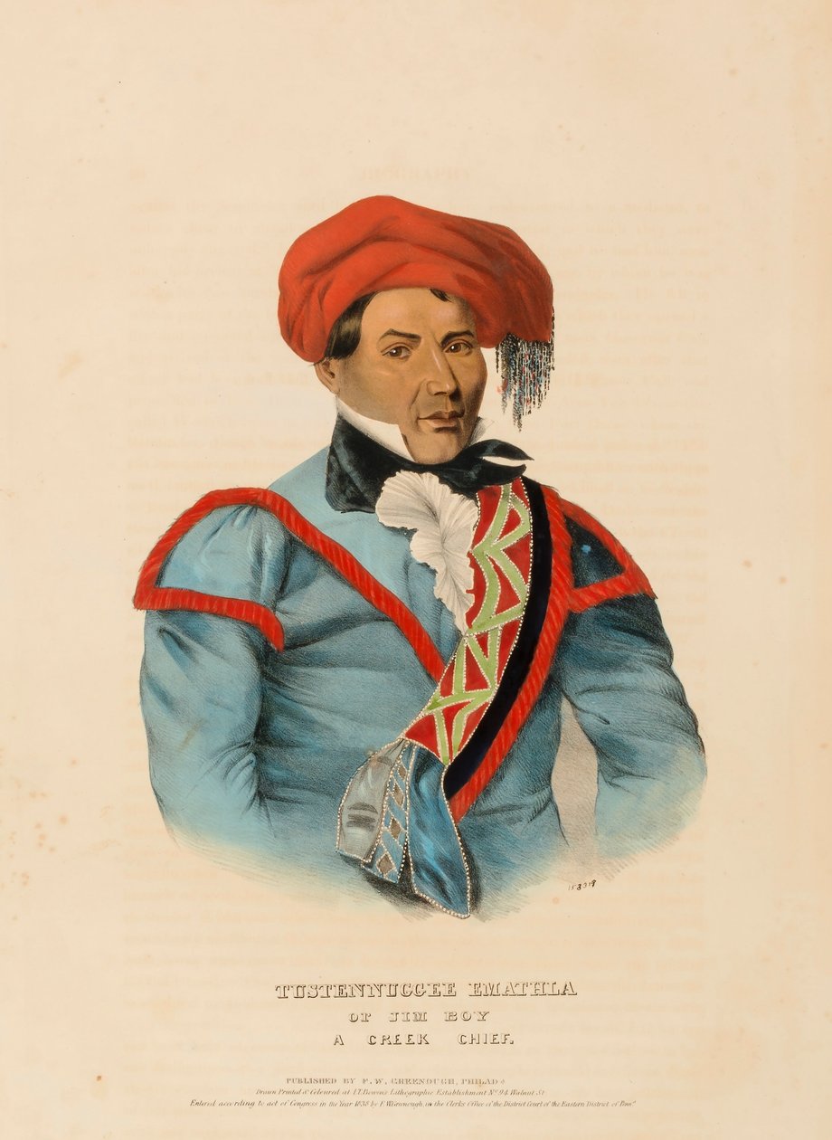 TUSTENNUGGEE EMATHLA, da Storia delle Tribù Indiane del Nord America da Charles Bird King