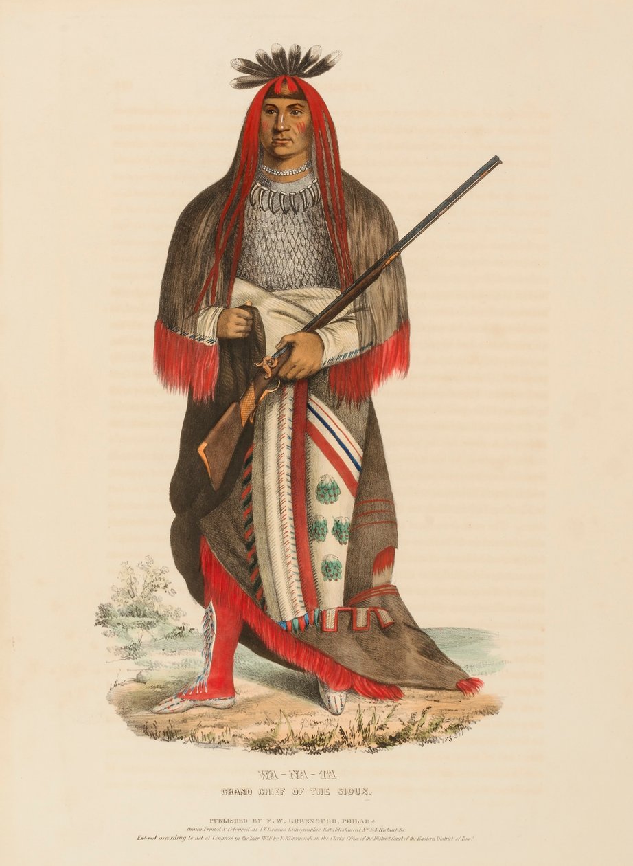 WA-NA-TA. GRANDE CAPO DEI SIOUX, da Storia delle tribù indiane del Nord America da Charles Bird King
