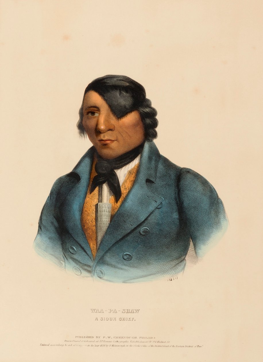 WAA-PA-SHAW. Un capo SIOUX, da Storia delle tribù indiane del Nord America da Charles Bird King