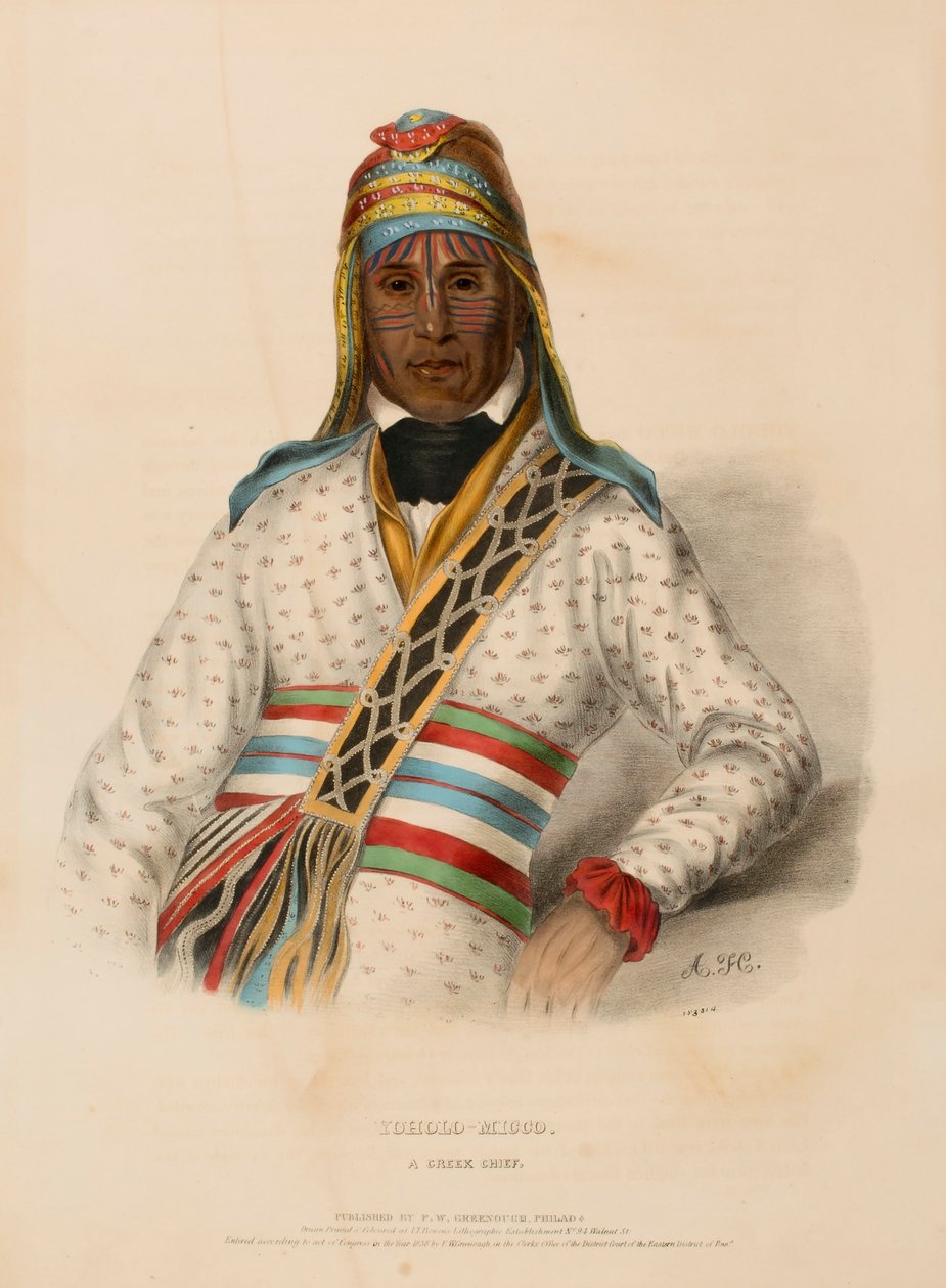YOHOLO-MICCO. Un capo CREEK, da Storia delle tribù indiane del Nord America da Charles Bird King