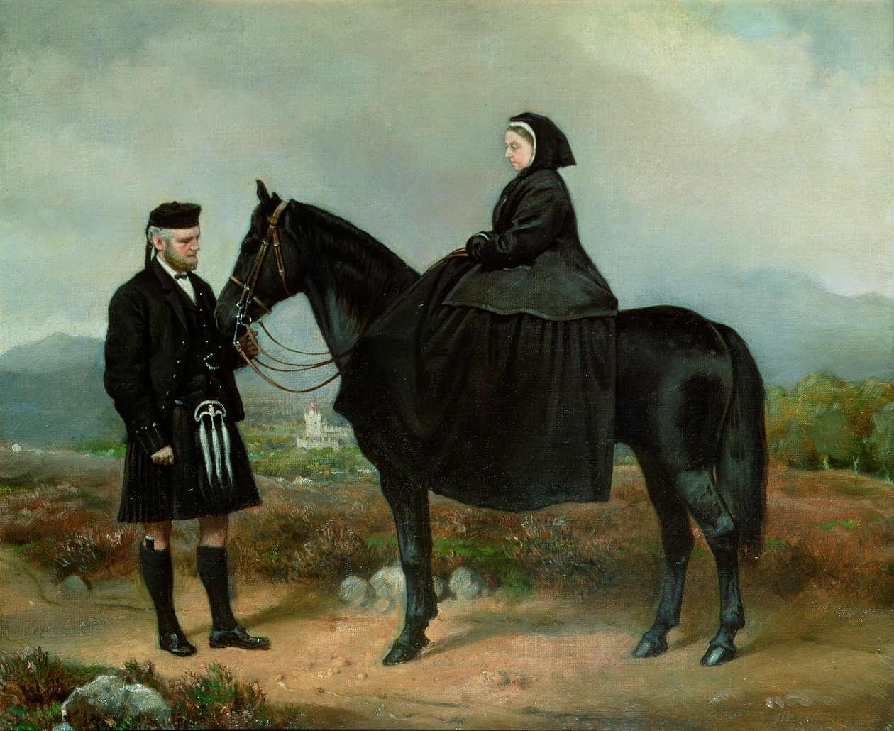 Regina Vittoria (1819-1901) a cavallo con John Brown da Charles Burton