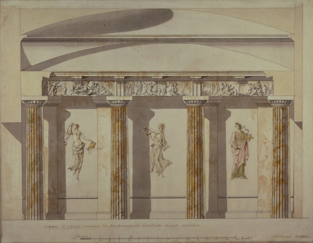 Progetto per il grande armadio nel Palazzo Pavlovsk, primi anni 1780 da Charles Cameron