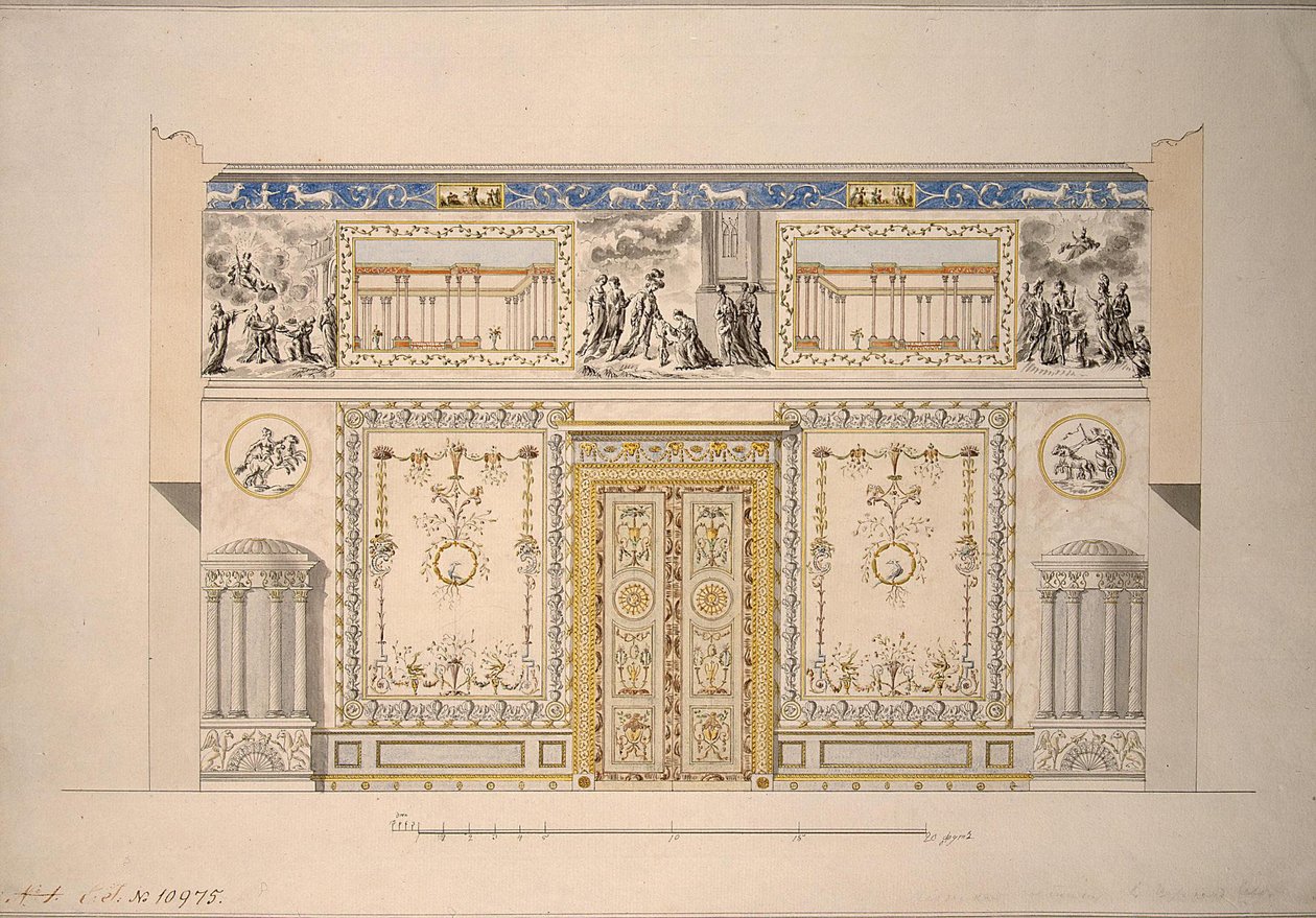 Progetto per la Sala Gialla della Lyons Hall nel Grande Palazzo di Tsarskoye Selo, primi anni 1780 da Charles Cameron