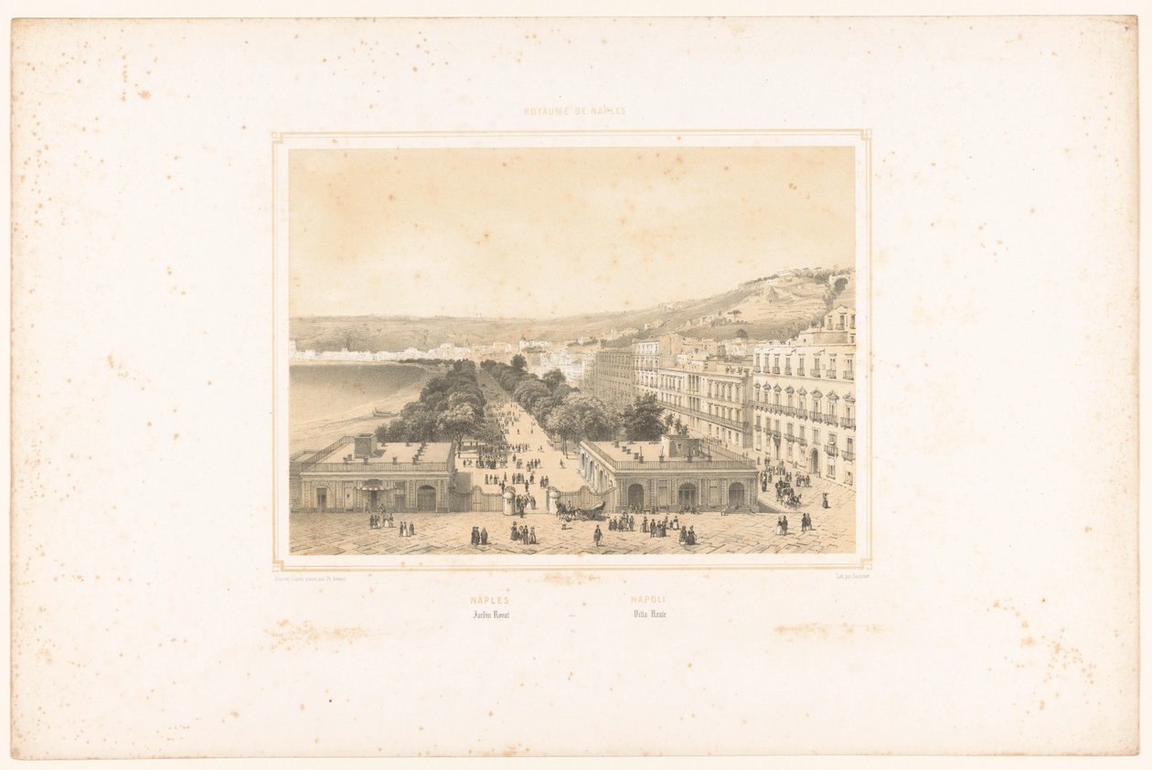 Vista della Villa Poggio Reale con viale alberato a Napoli da Charles Claude Bachelier