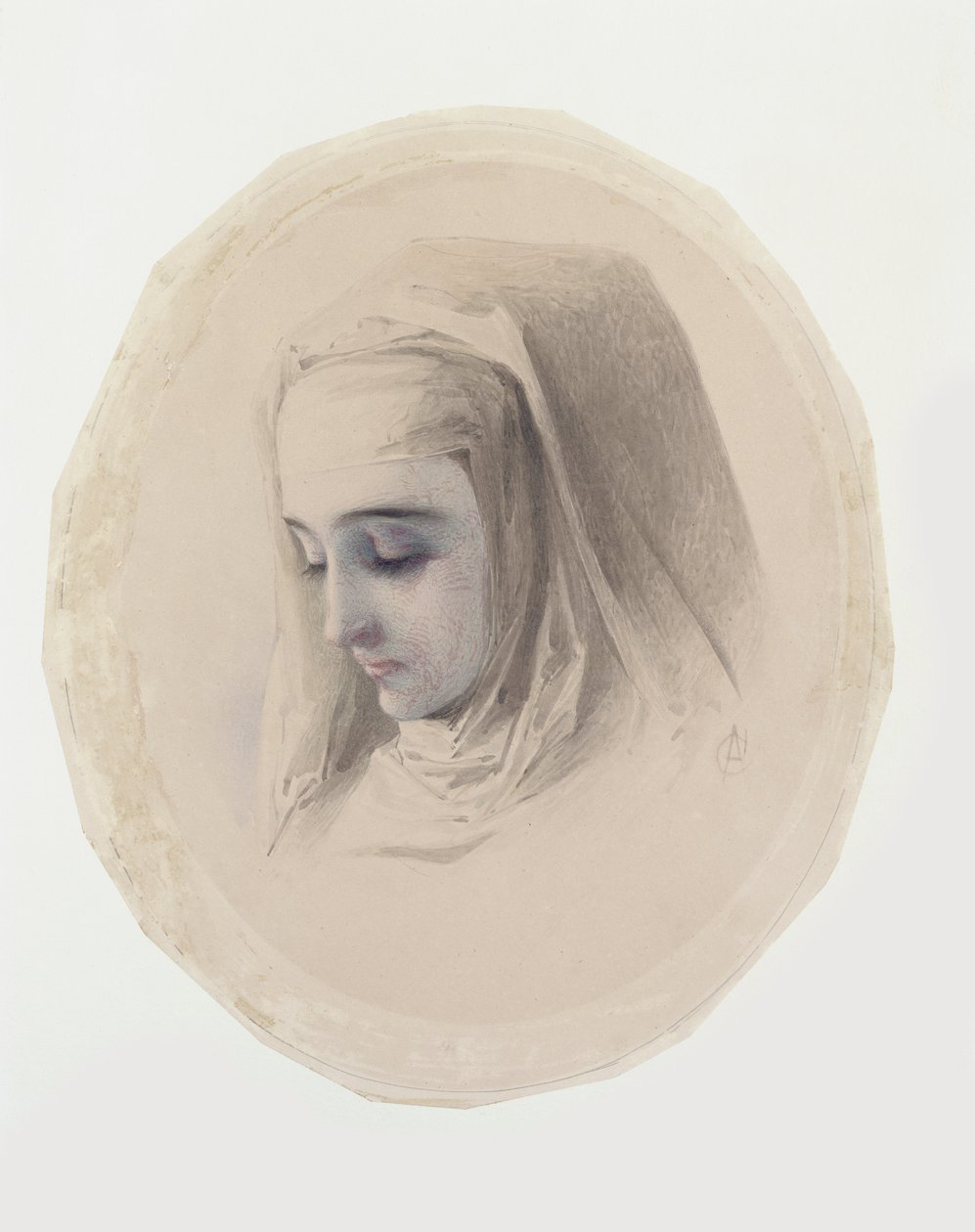 Studio della testa per Convent Thoughts, 1851 da Charles Collins