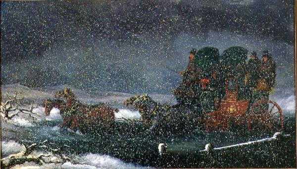 Una Diligenza che Guada un Torrente in una Tempesta di Neve da Charles Cooper Henderson