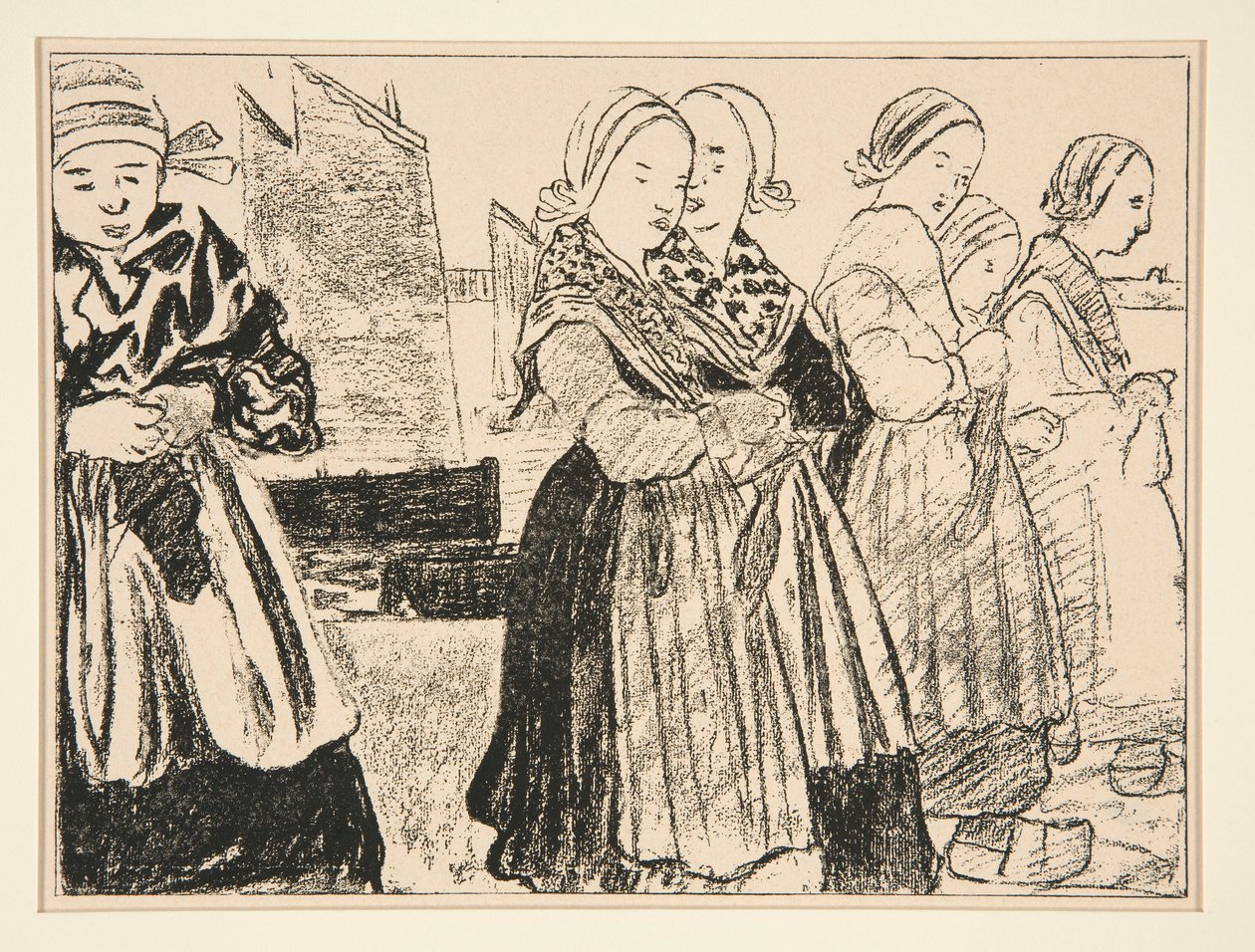 Ragazze Bretonne, o Bretonne sul molo, in #36 di La Revue Blanche, ottobre 1894 da Charles Cottet