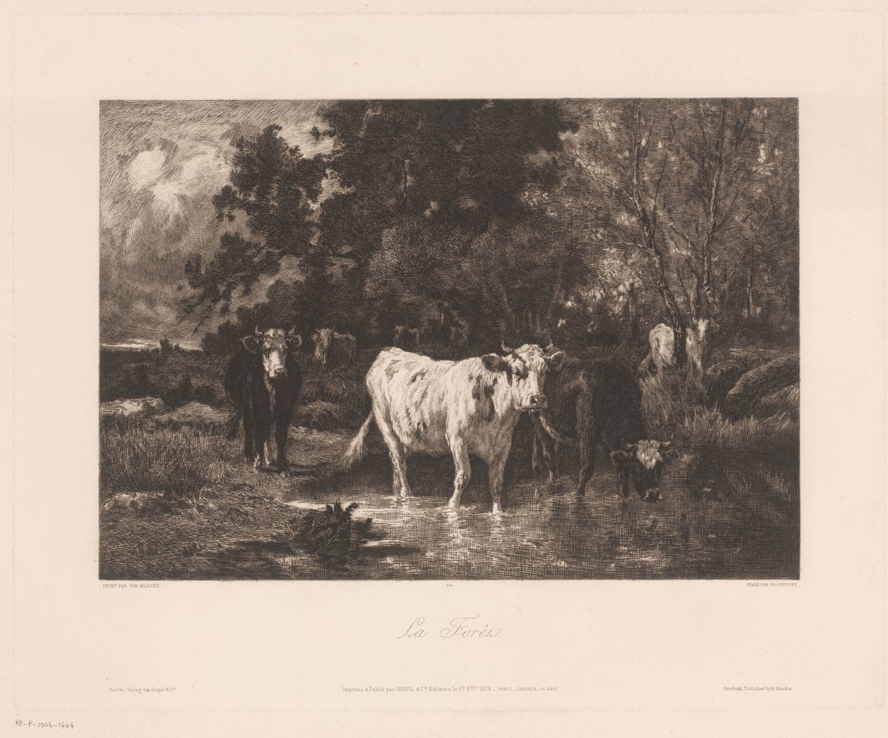 Paesaggio con mucche al margine di un bosco da Charles Courtry