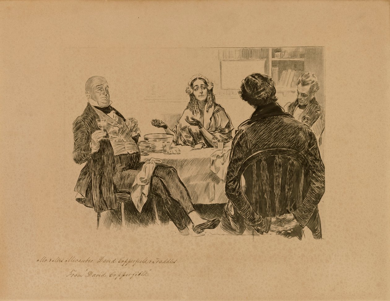 Il signore e la signora Micawber, David Copperfield e Traddles, da "David Copperfield". da Charles Dana Gibson
