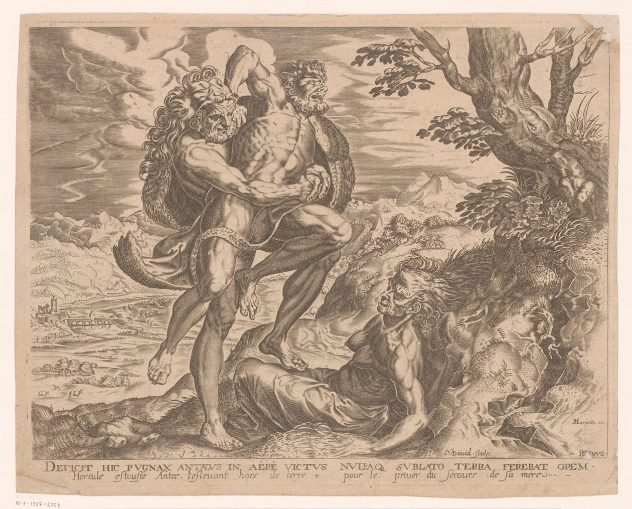 Ercole lotta con Anteo (serie: Werken van Hercules naar Frans Floris) da Charles David