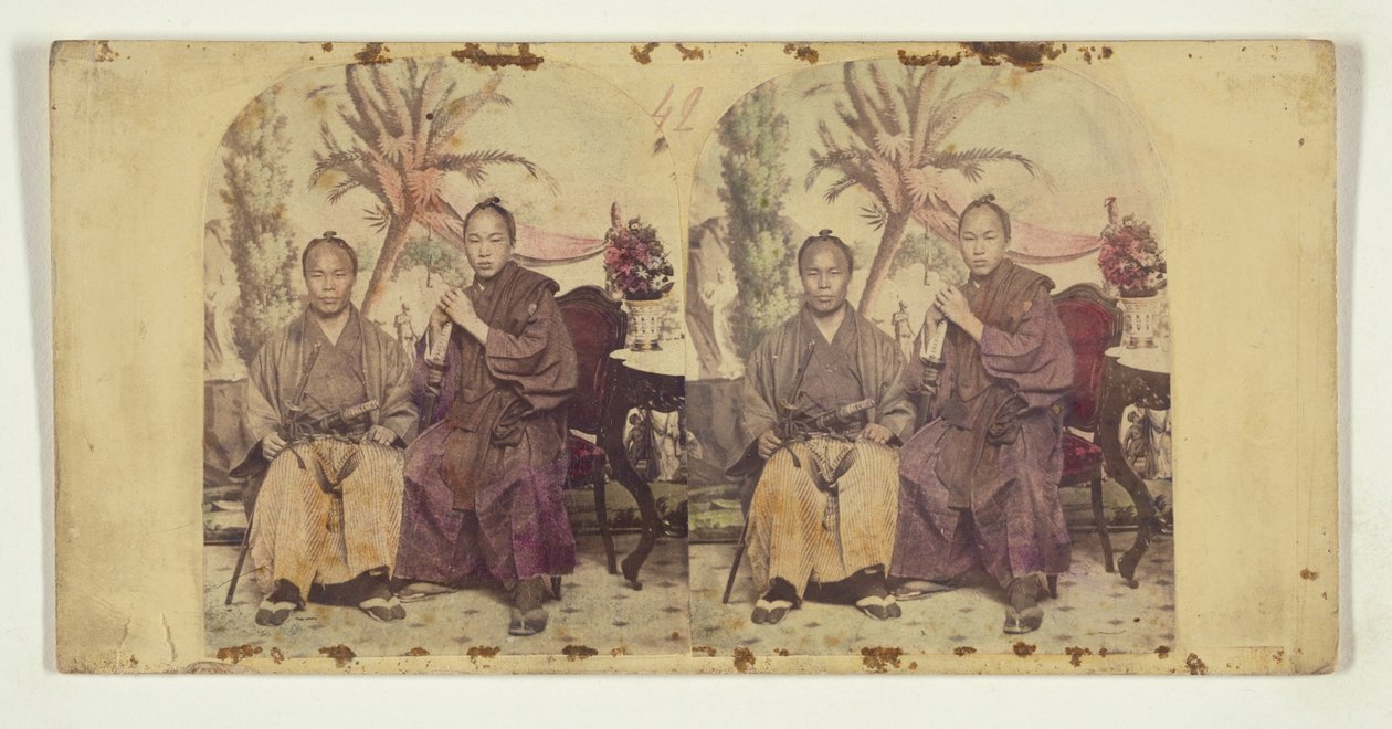 Due membri della prima missione diplomatica giapponese negli Stati Uniti:  Membro non identificato (L) e Tateishi Onojirō-Noriyuki, interprete in formazione (R) da Charles DeForest Fredricks