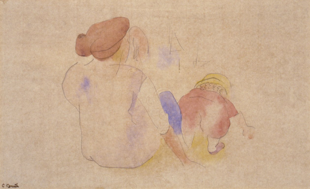 (Donna con bambino in abito rosso) da Charles Demuth