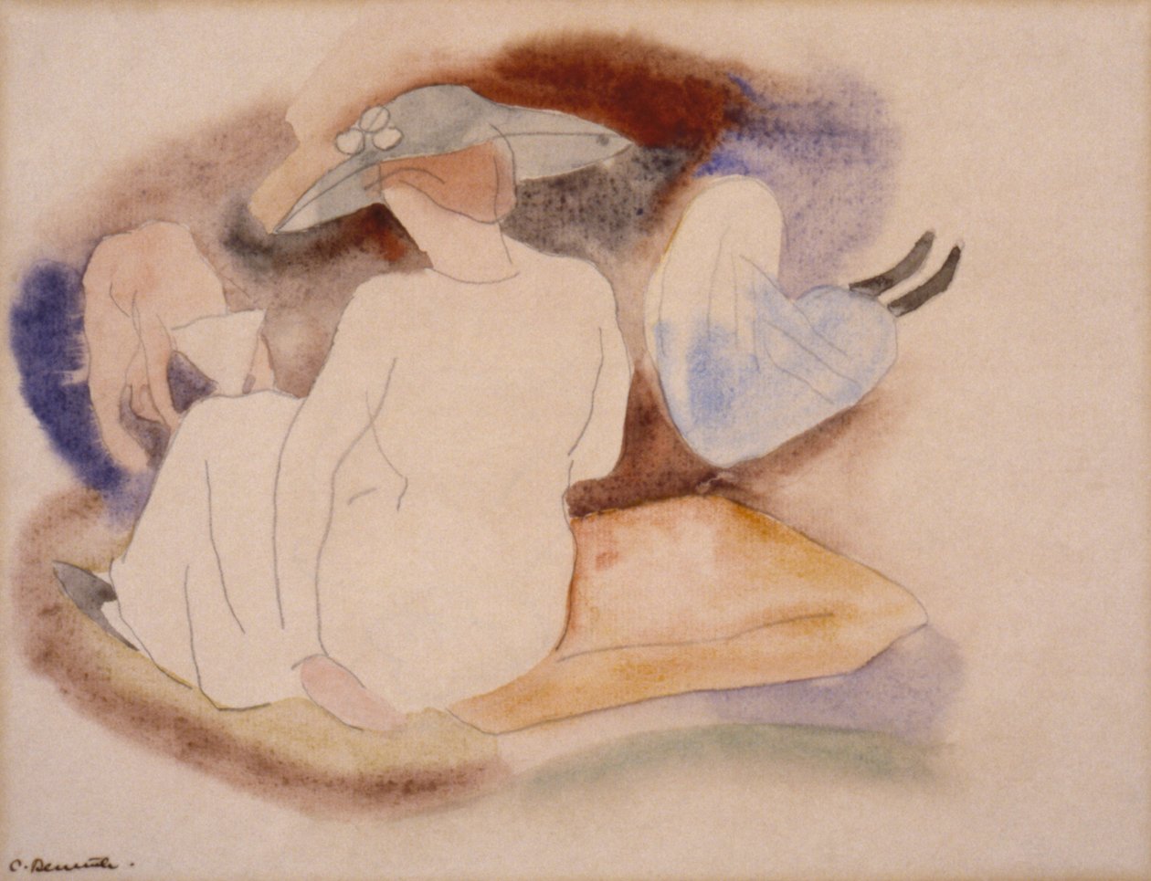 (Donna con cappello e 2 figure) da Charles Demuth