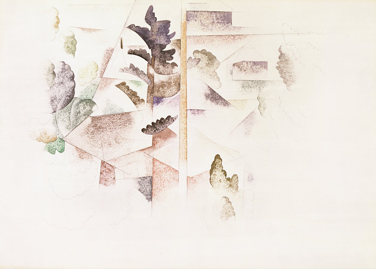 Bermuda, alberi e architettura, c.1917 da Charles Demuth