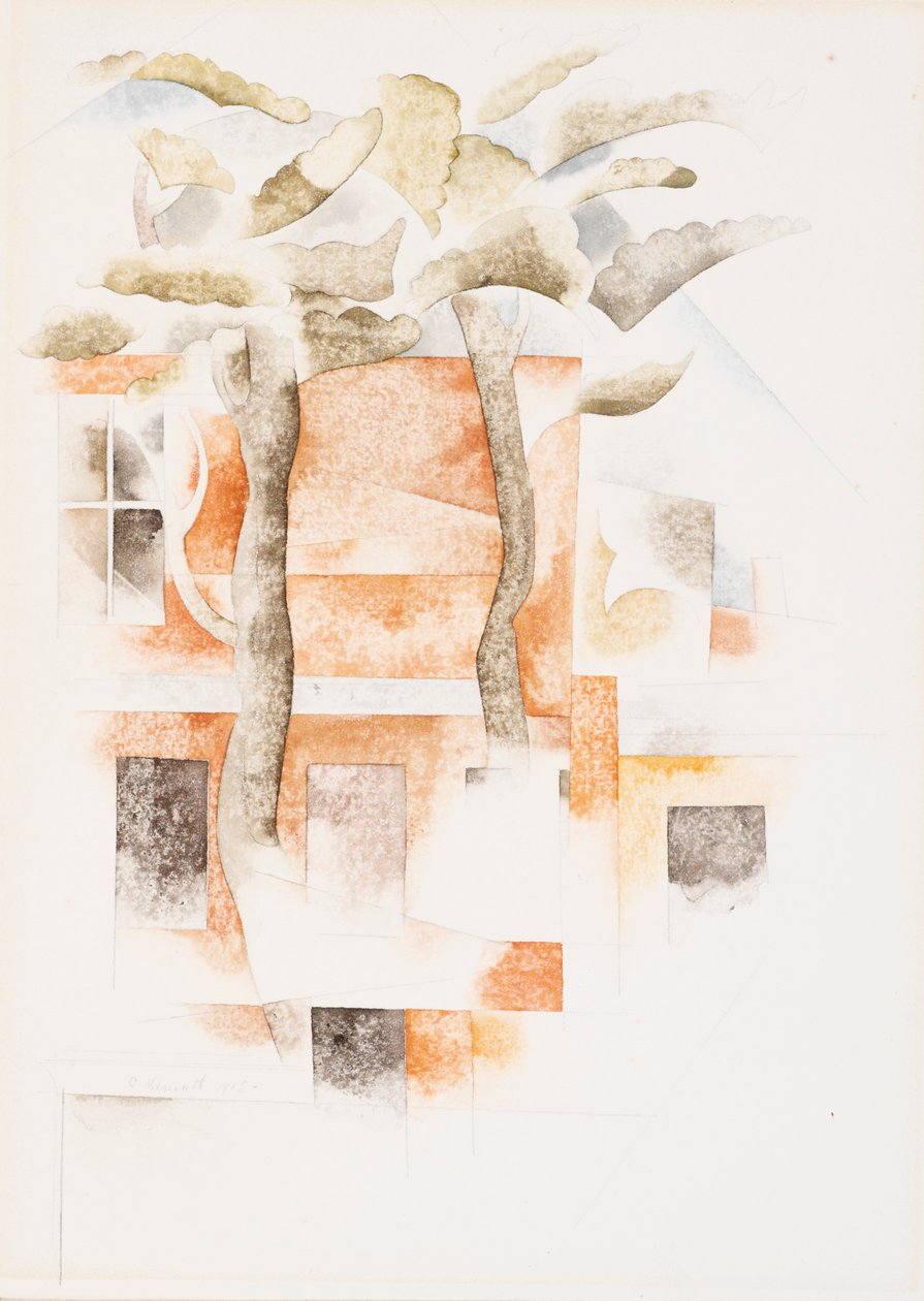 Case viste attraverso gli alberi, 1918 da Charles Demuth