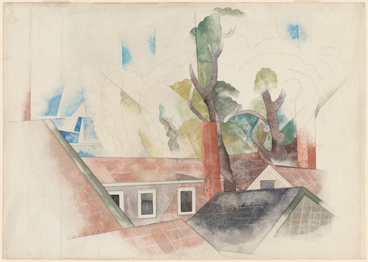 Tetti e alberi da Charles Demuth