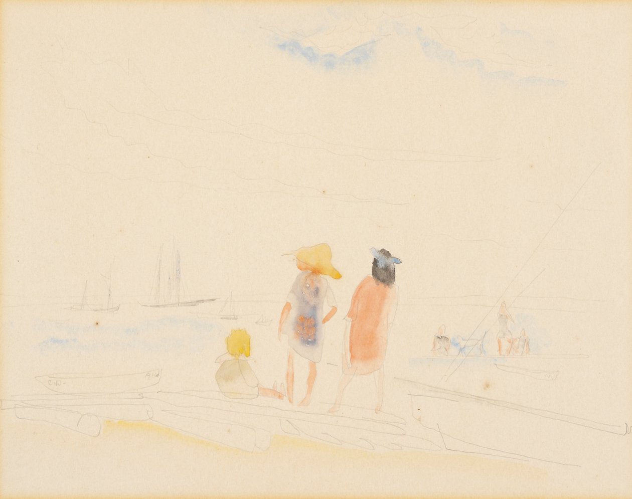 Due donne e bambino sulla spiaggia da Charles Demuth