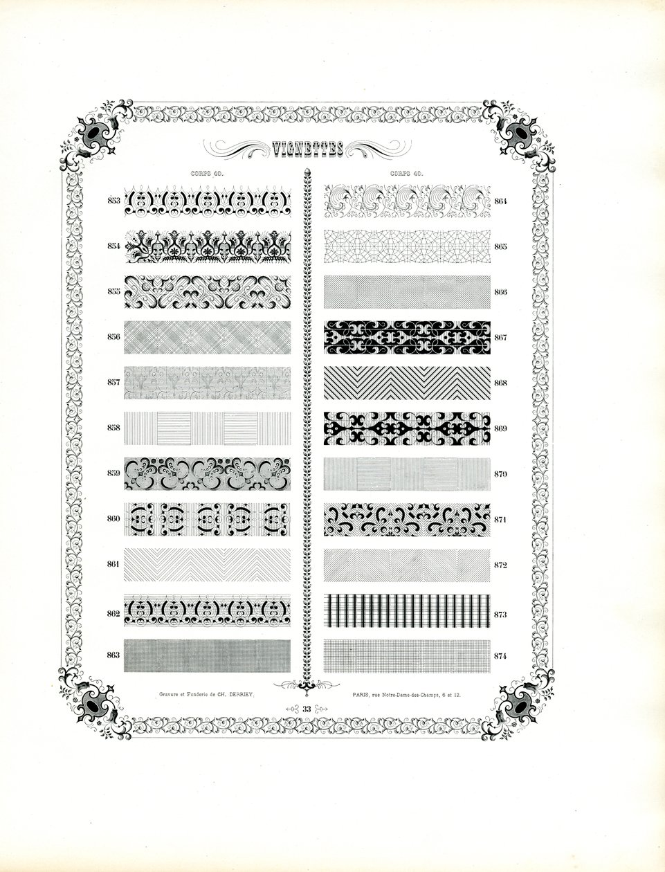 Collezione di strisce decorative ornamentali (stampa) da Charles Derriey