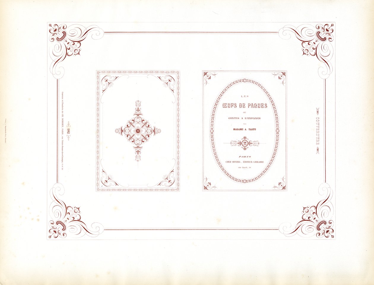 Cornici ornamentali curve per il design del libro (stampa) da Charles Derriey