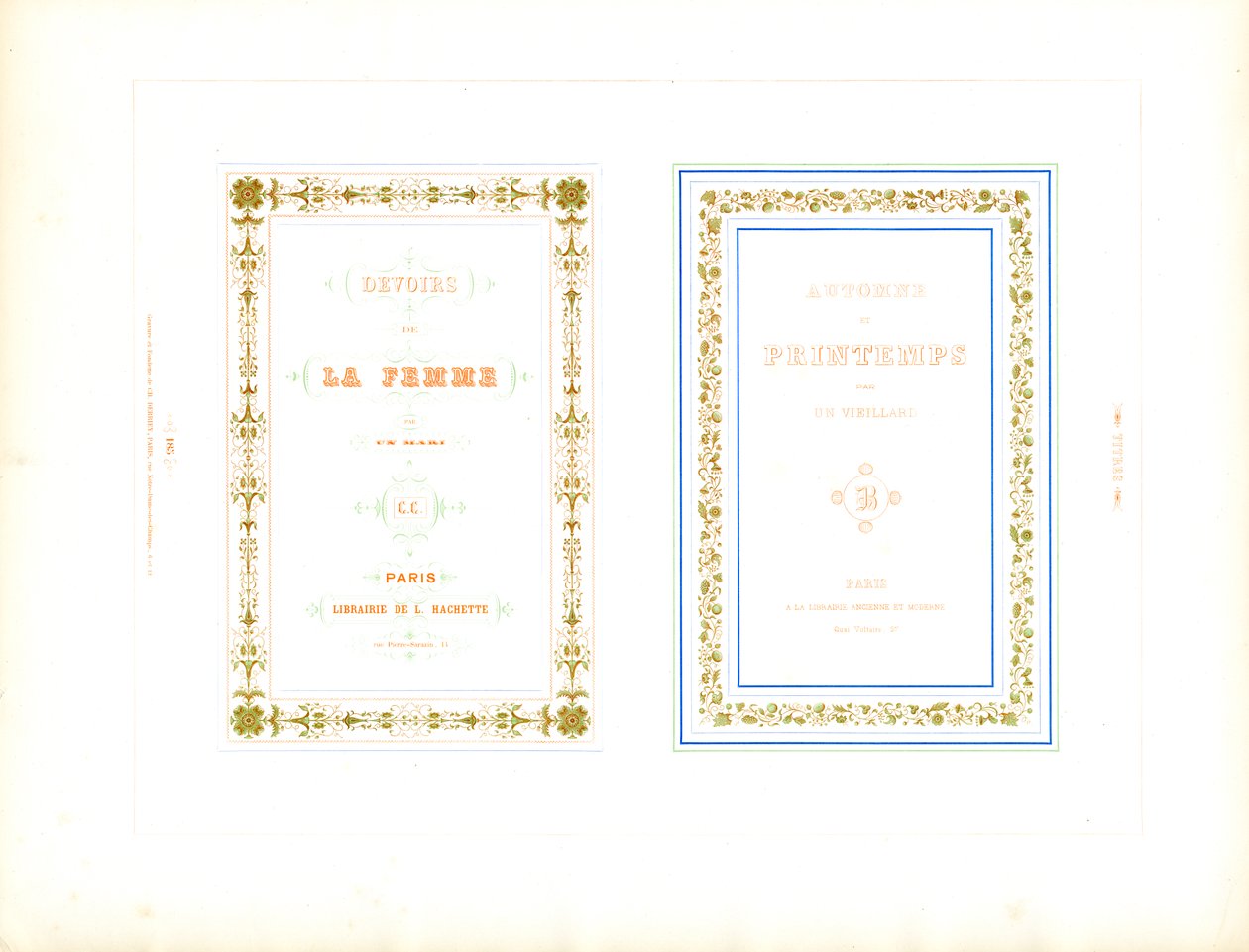 Cornici decorative per titoli di libri di letteratura francese (stampa) da Charles Derriey