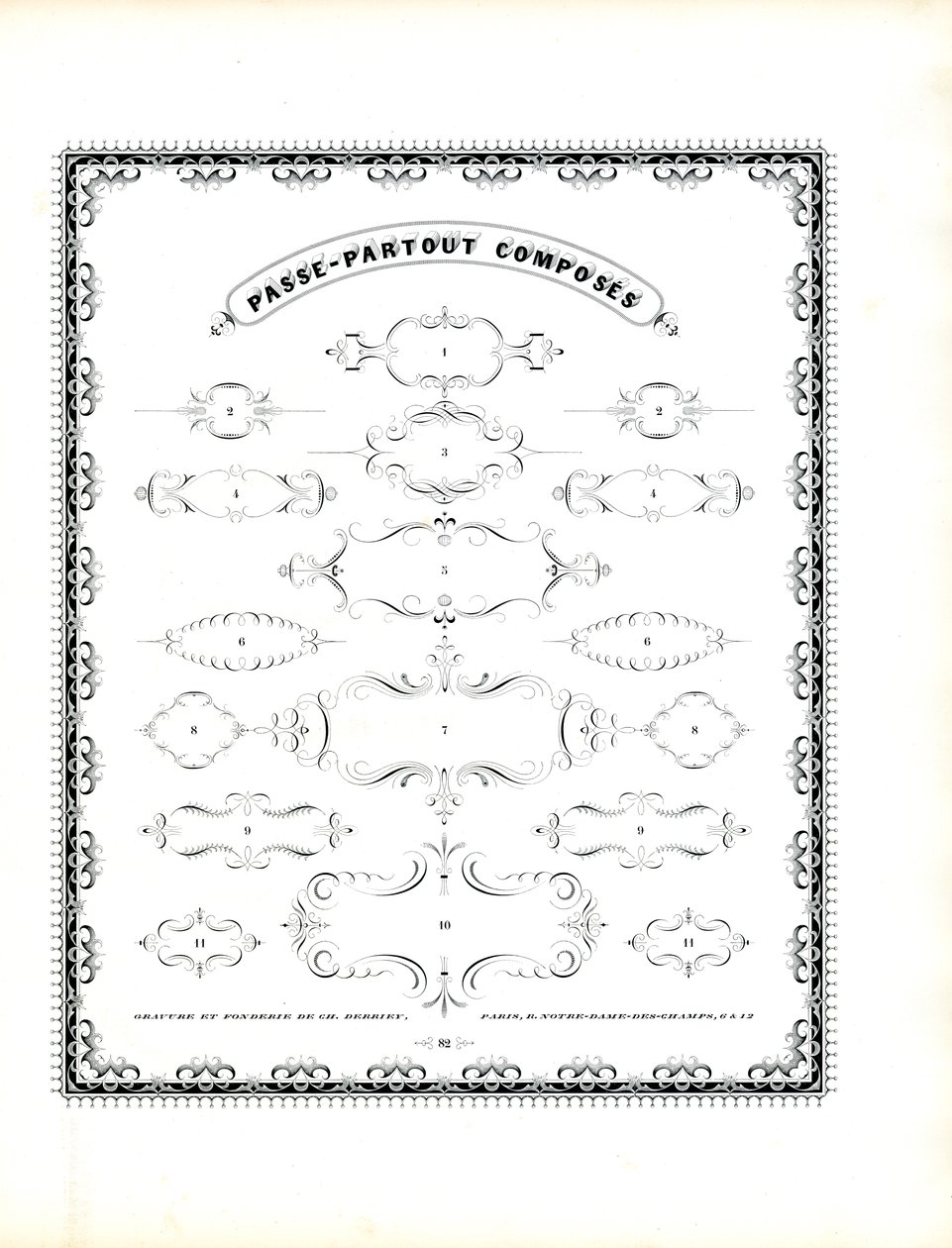 Serie di cartigli decorativi (stampa) da Charles Derriey