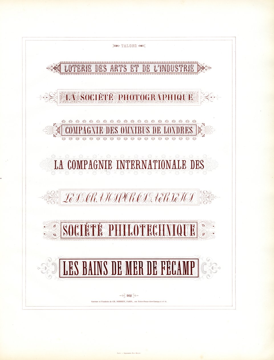 Cartigli decorativi per documenti aziendali (stampa) da Charles Derriey