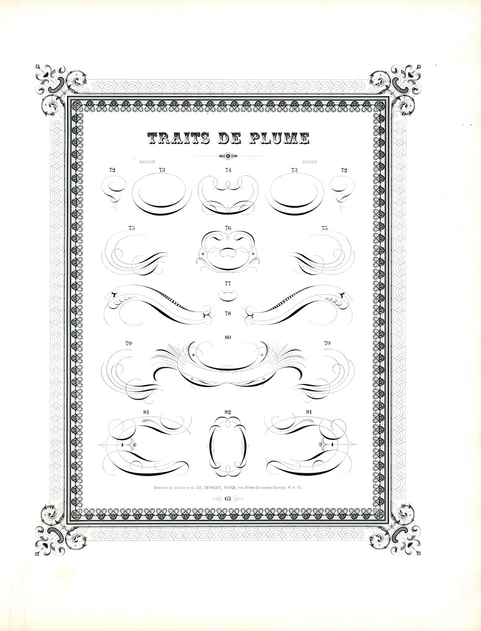 Fiocchi di penna calligrafica di grande formato (stampa) da Charles Derriey