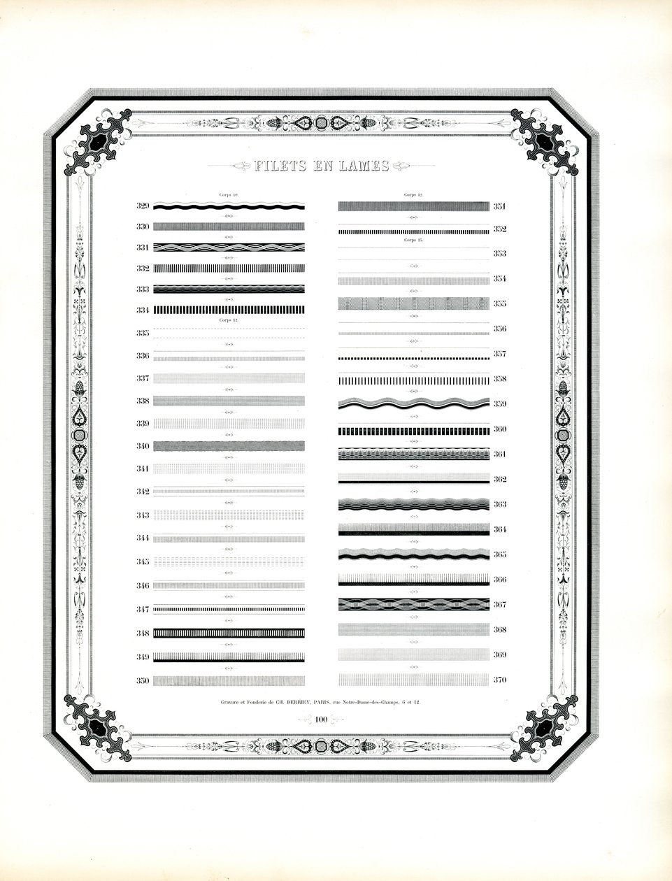 Elementi di linea tipografica (stampa) da Charles Derriey