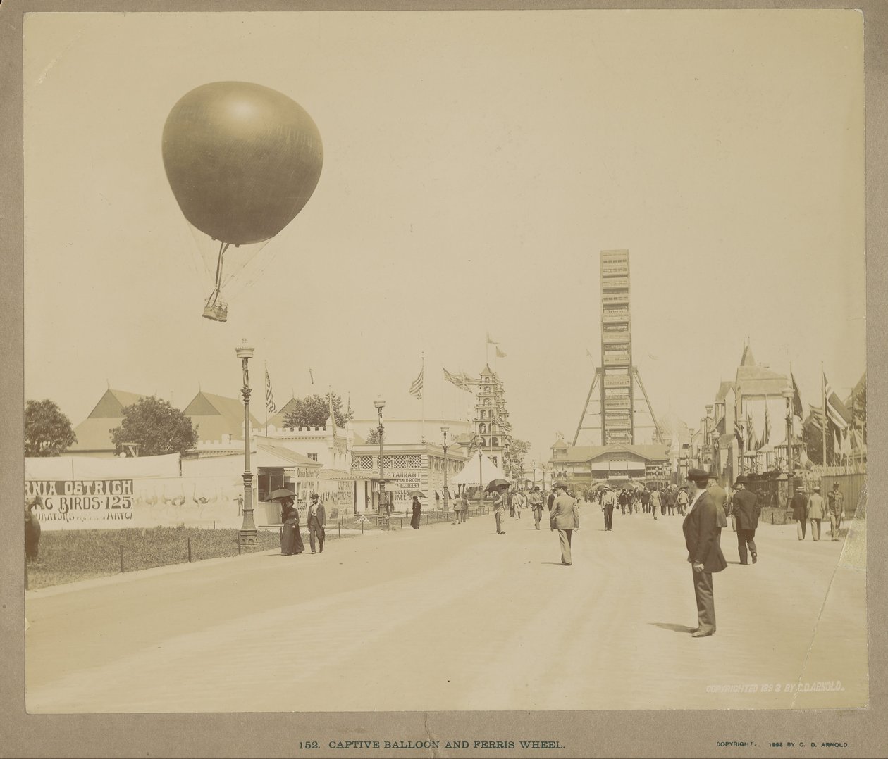Pallone frenato e ruota panoramica, Esposizione Colombiana Mondiale, Chicago da Charles Dudley Arnold