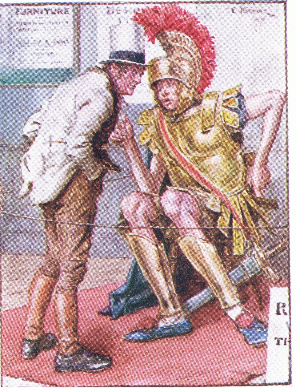 Dottor Marigold, chi è il giovane strano che si aggira intorno ai tuoi carri?, illustrazione da La Prescrizione del Dottor Marigold, 1910 da Charles Edmund Brock