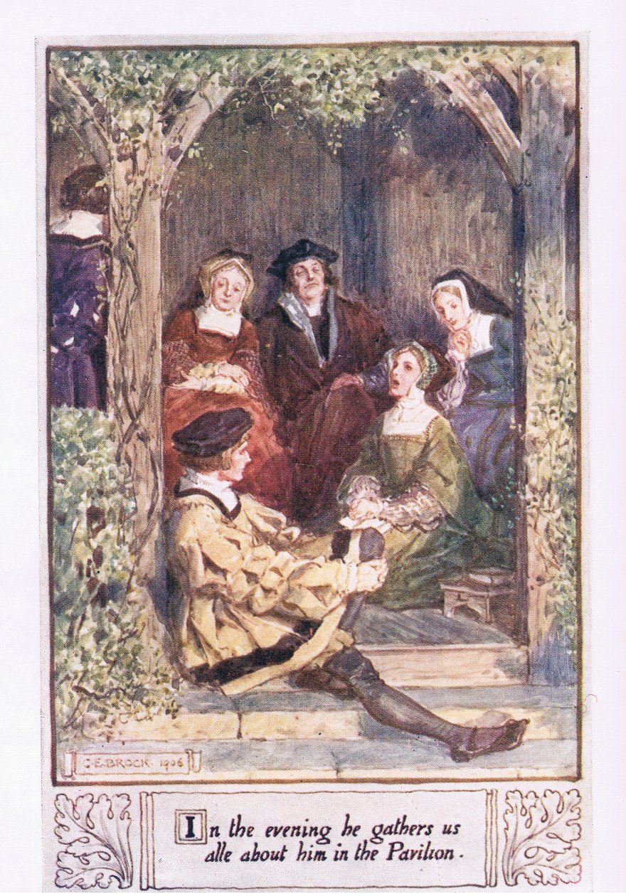 La sera ci raccoglie tutti intorno a lui nel padiglione da Charles Edmund Brock
