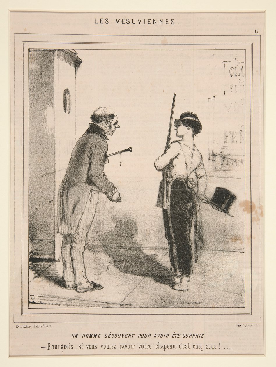 Un uomo scoperto per essere stato sorpreso, dalla serie Les Vesuviennes pubblicata in Le Charivari da Charles Edouard de Beaumont