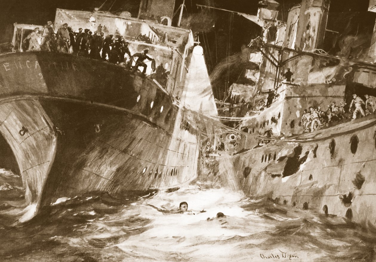 Il Tenente di Volo Rutland salva un marinaio ferito caduto in mare da Charles Edward Dixon