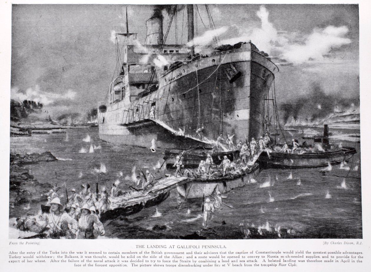 Lo sbarco nella penisola di Gallipoli, illustrazione da 