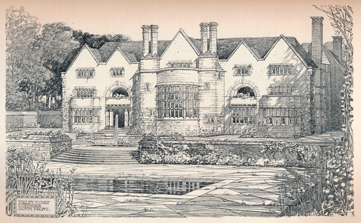 Tirley Court, Cheshire: Facciata Sud da Charles Edward Mallows