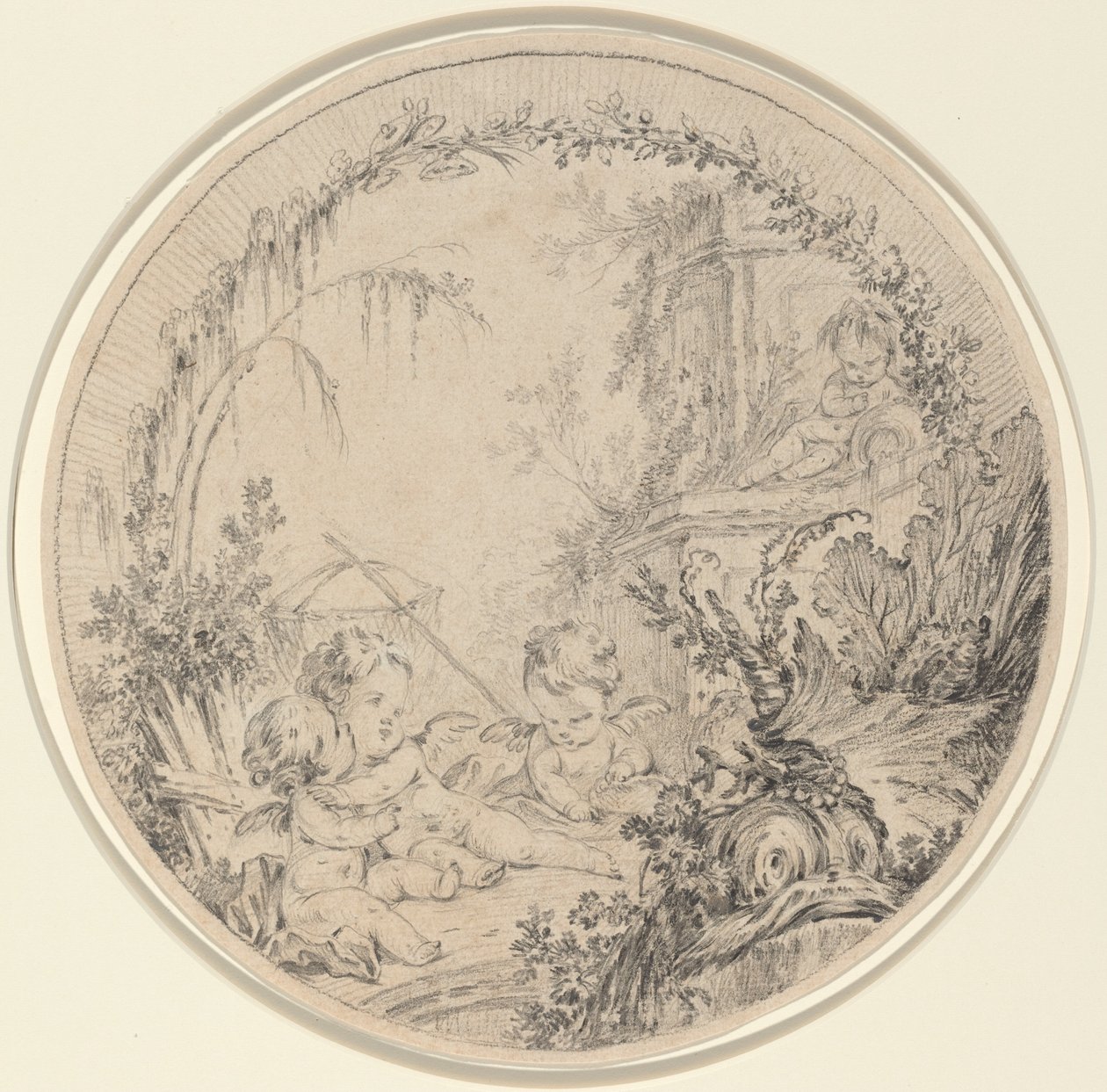 Tre Putti con una Rete da Pesca da Charles Eisen