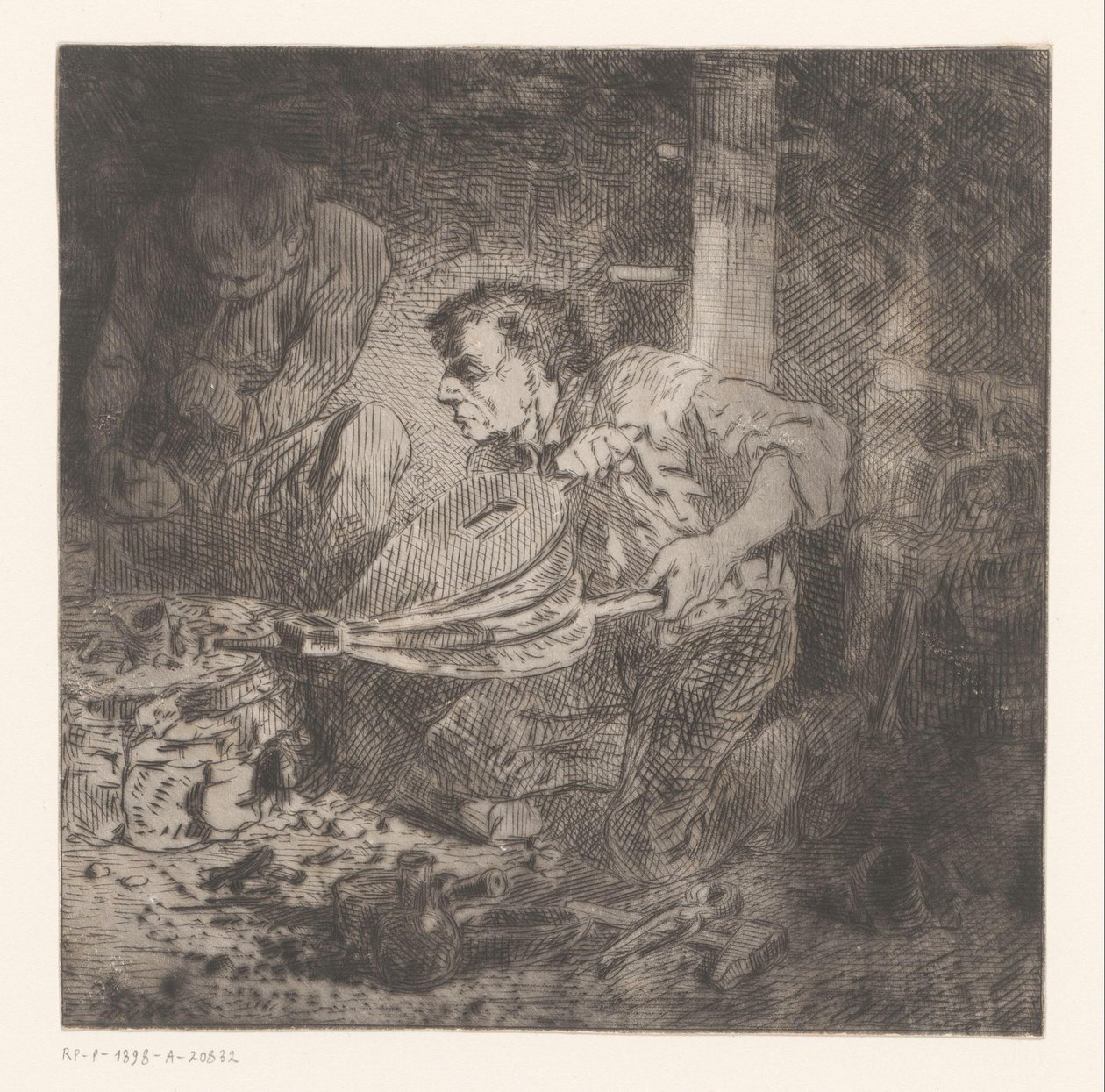 Fabbro con mantice da Charles Emile Jacque (attributed to)