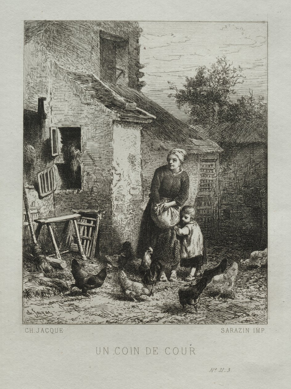 Un angolo del cortile da Charles Emile Jacque