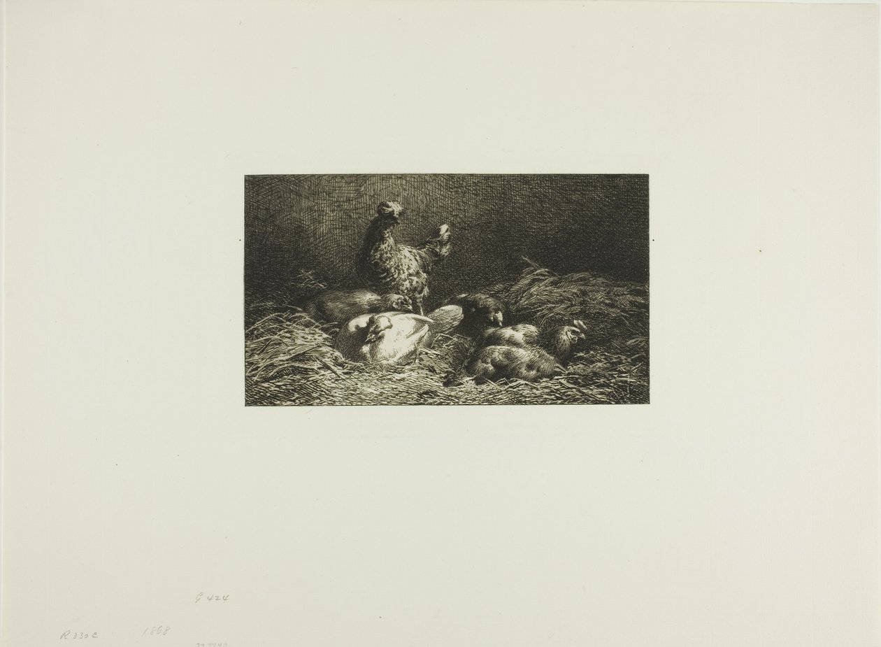 Polli nel loro pollaio da Charles Emile Jacque